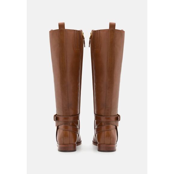 Lauren Ralph Lauren Blayke Burnished Leather Tall Boot Deep Saddle Tan Size 5B - Picture 3 of 6